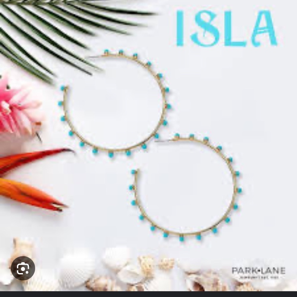 Park Lane Isla Turquoise Gold Hoop Earrings Like New